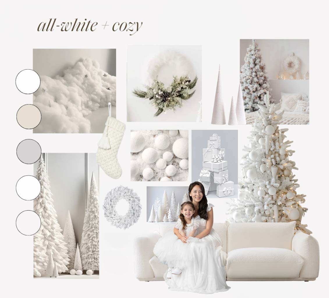 Mood board showcasing motifs for a Holiday photo shoot at a NYC studio.